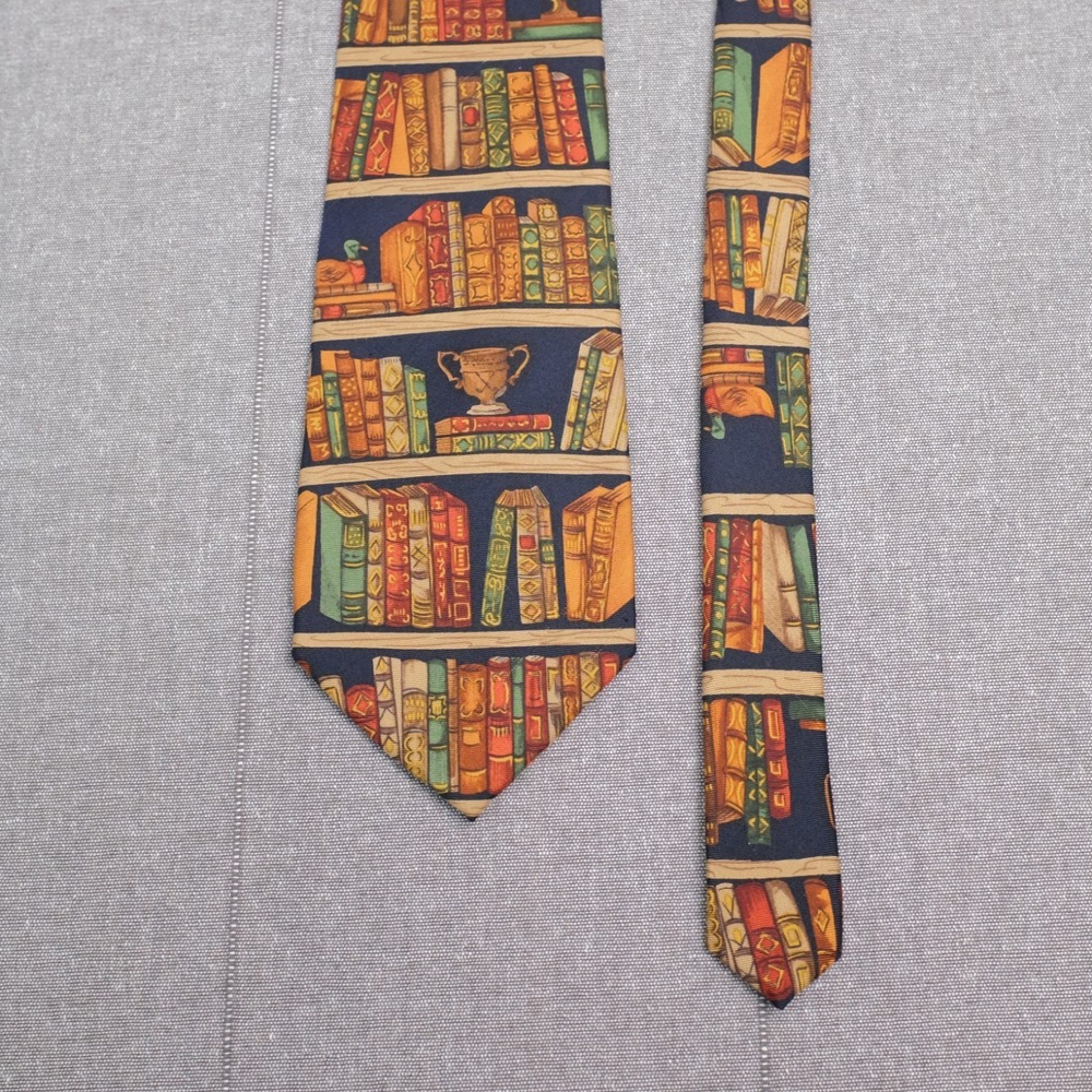 Alynn Silk Tie Ex Libris Library Book Novelty Necktie Neckwear Made in USA